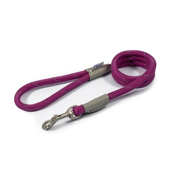 Ancol Viva Rope Reflective Purple Dog Lead - 1.2cm x 107cm