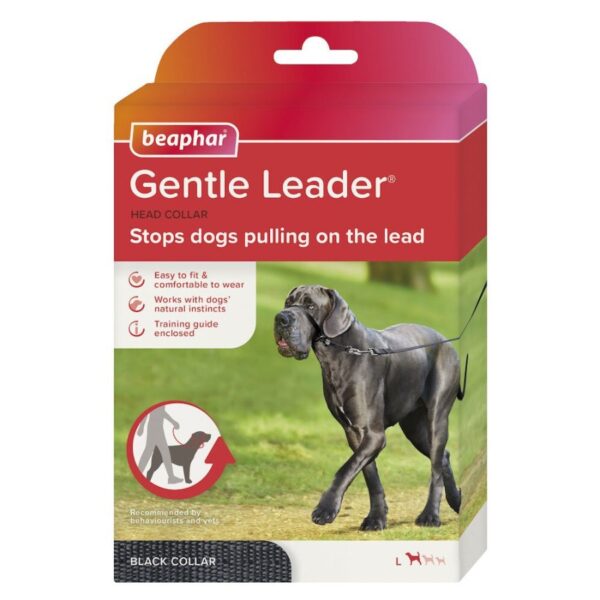 Beaphar Gentle Leader Head Collar Dog Lead STOPS Pulling Black 3 Sizes - Large