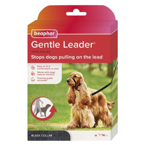 Beaphar Gentle Leader Head Collar Dog Lead STOPS Pulling Black 3 Sizes - Medium
