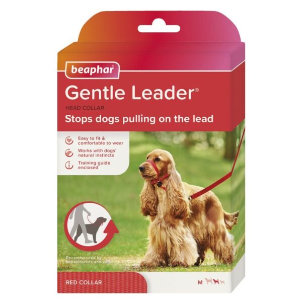 Beaphar Gentle Leader Head Collar Dog Lead STOPS Pulling Red 3 Sizes - Large