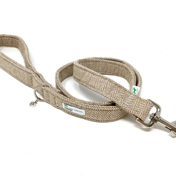 Beige Tweed Padded Handle Dog Lead