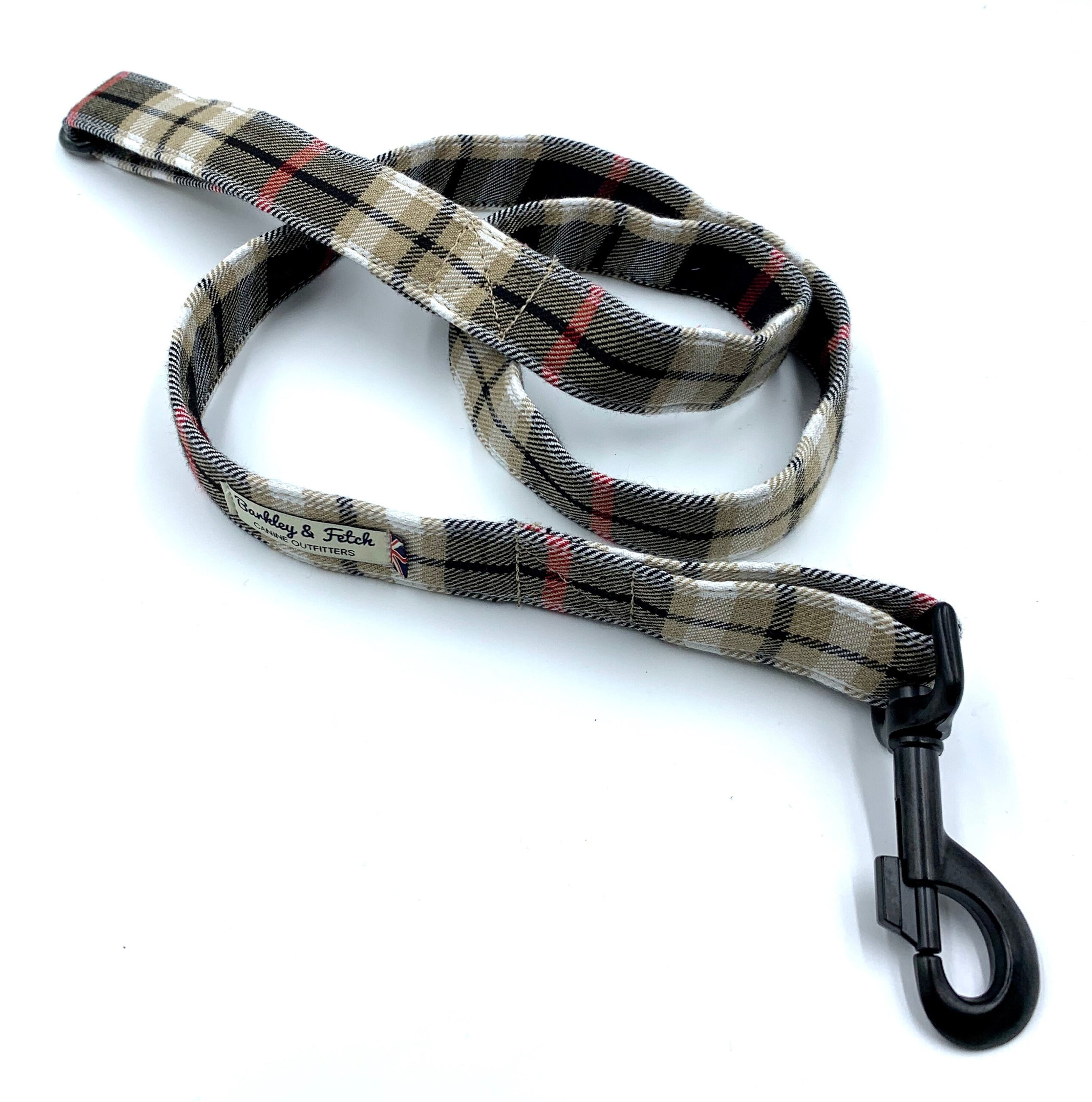 Black Beige Tartan Dog Lead
