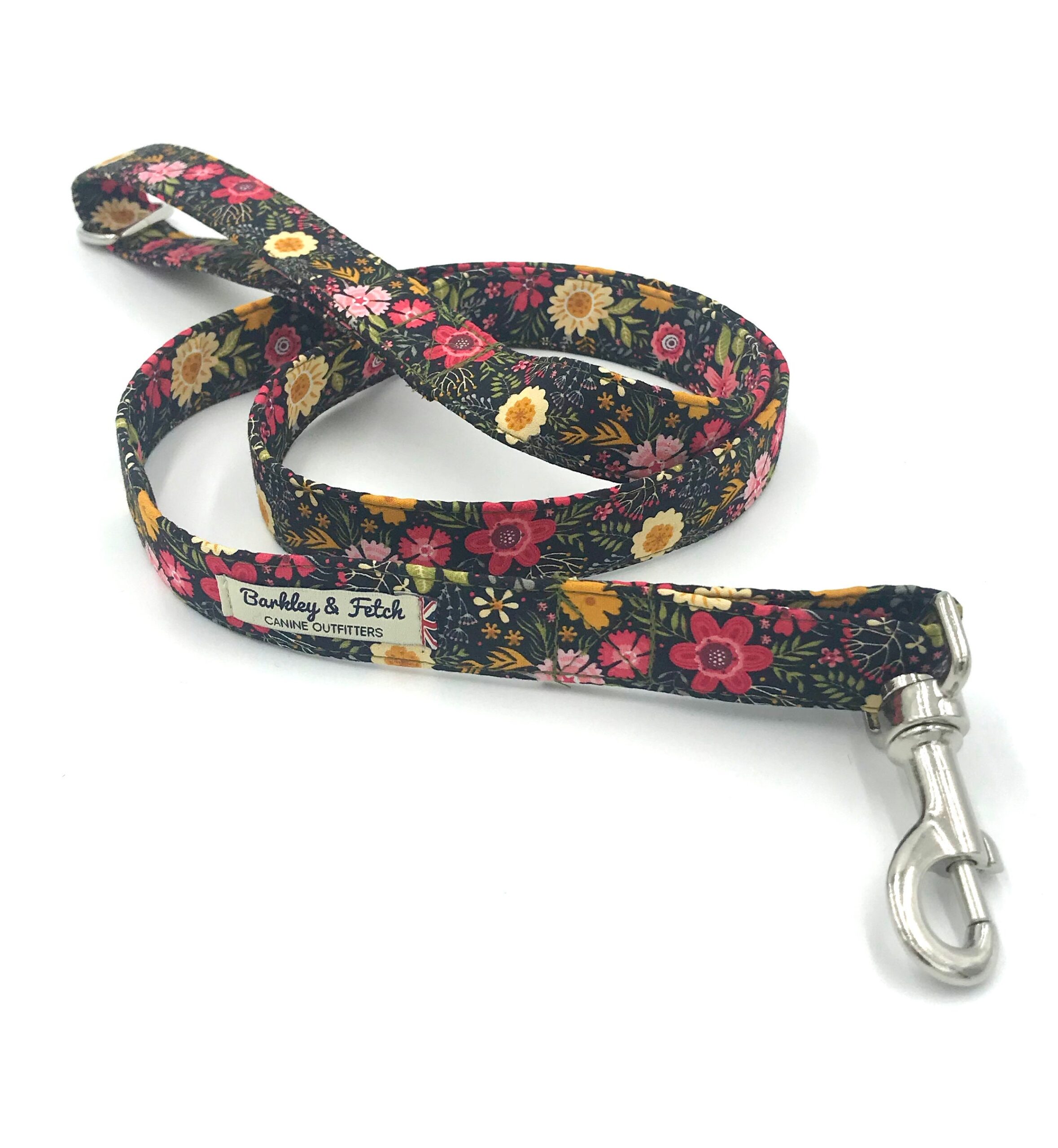 Black Ditsy Flower Print Dog Lead