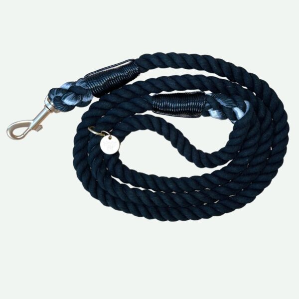 Black Dog Rope Lead, Lead Black, Long Dog, 5Ft, 12mm Thick, Gold Hardware
