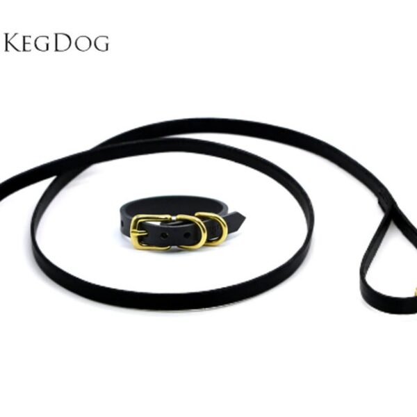 Black Leather Matching Lead & Collar Set - Small Dogs, Toy Breeds, Puppies Flat Buckle Little Dogs Handmade UK