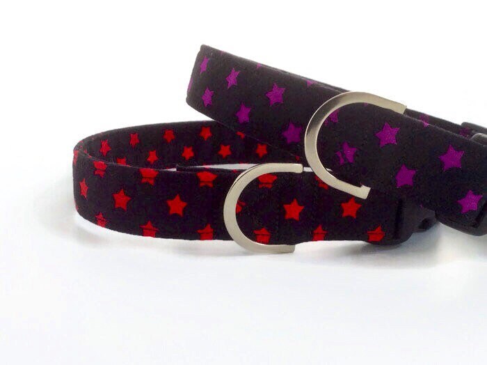 Black Star Dog Collar | Puppy Rockstar Dog Collar| Lead & Stars Large |Dog Gift