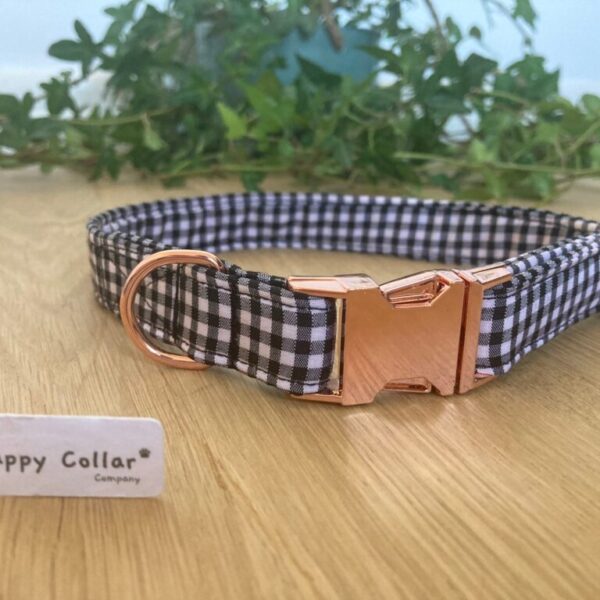 Black & White Gingham Dog Collar Lead