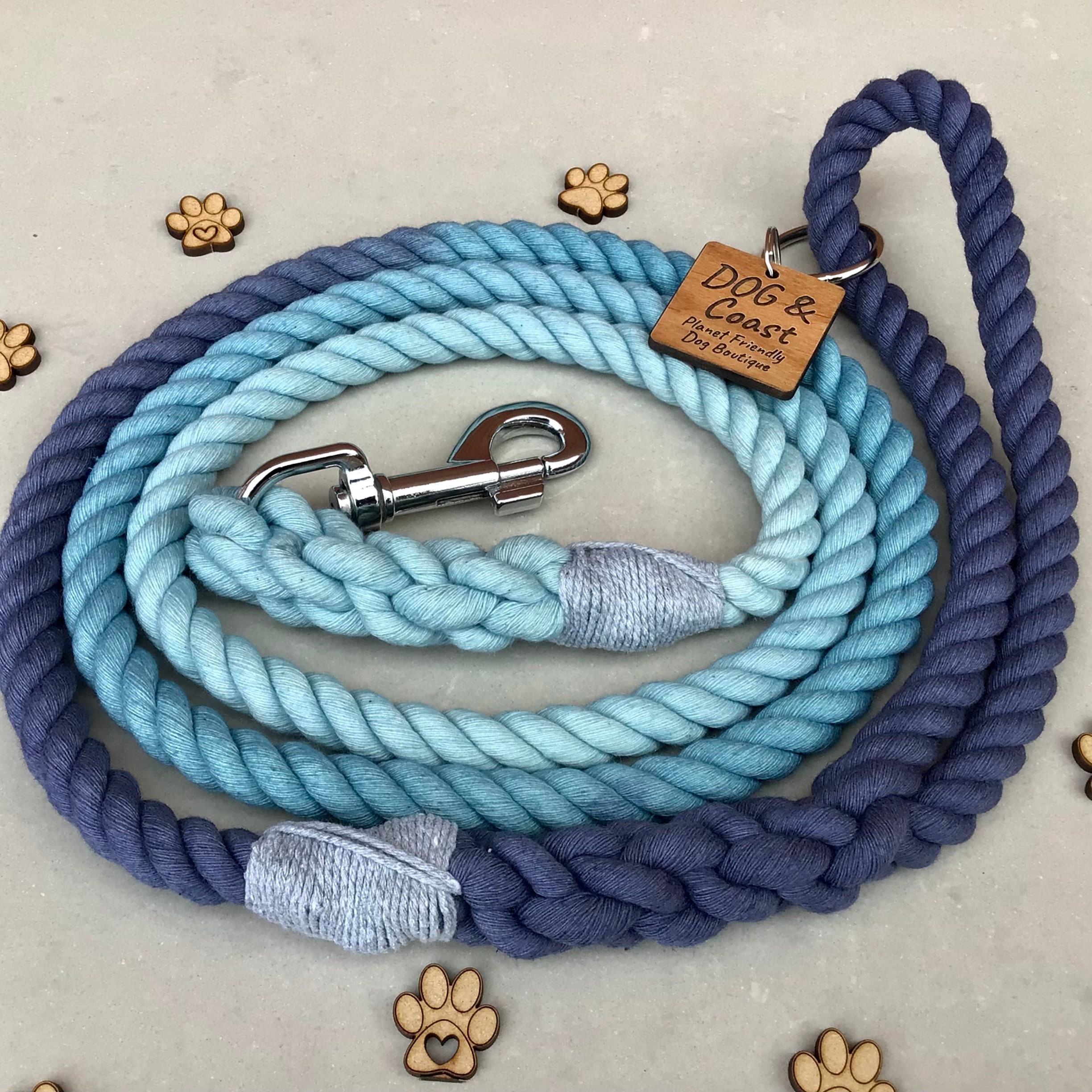 Blue Ombré Rope Leash, Cotton Lead, Puppy Handmade Eco-Friendly Natural Dog Lead