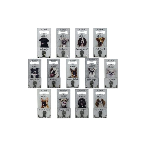 Border Collie Dog Lead Hook Twin Hooks Wall Mounted Walkies Puppy Assort Breeds 20 Assorted Available