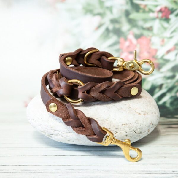 Brown Leather Leash - Lifetime Leash, Adjustable Lead, Puppy Dog Adoption Gift, Rescue For Dogs, Boy
