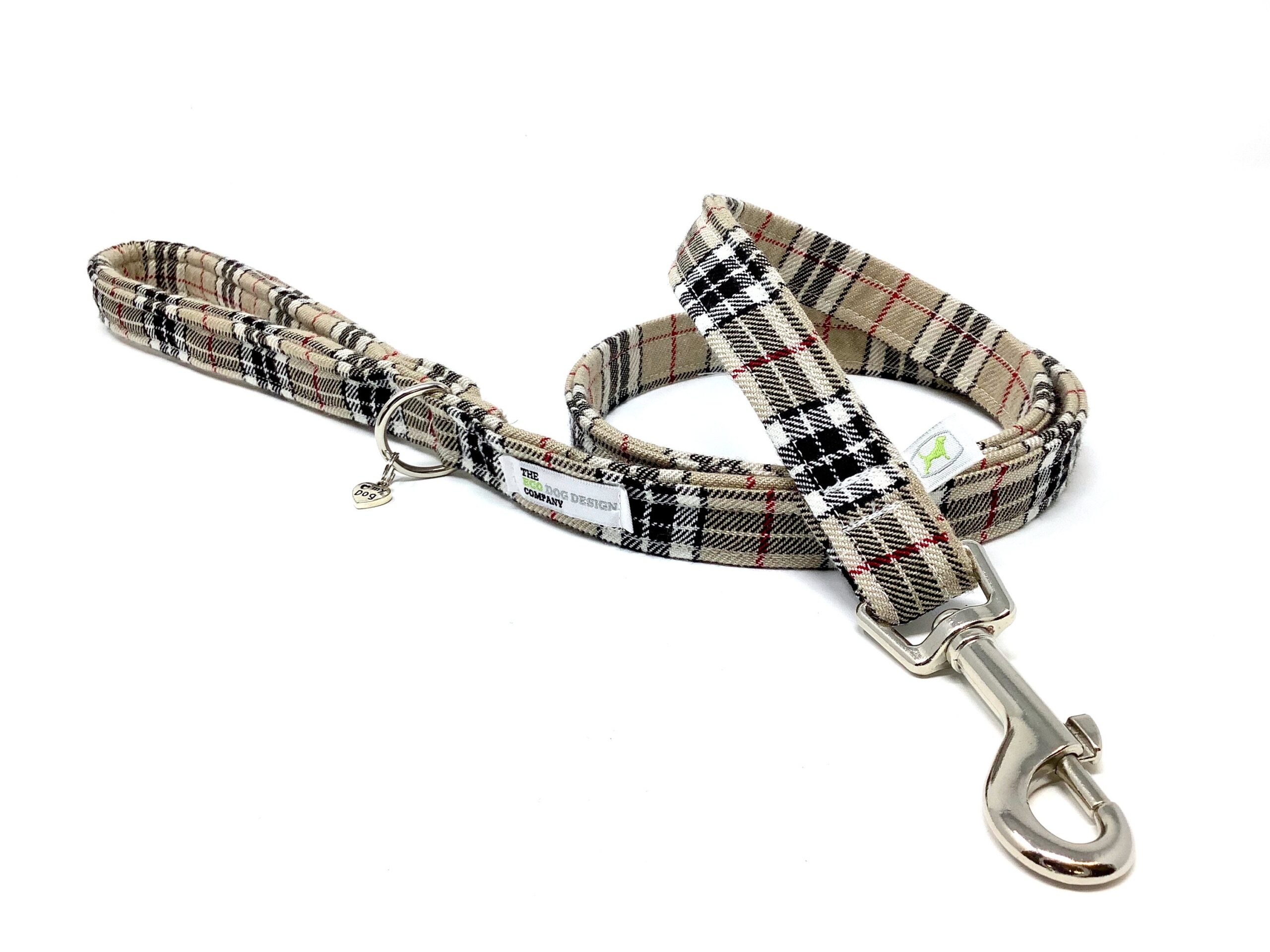 Classic Beige Tartan Padded Handle Dog Lead