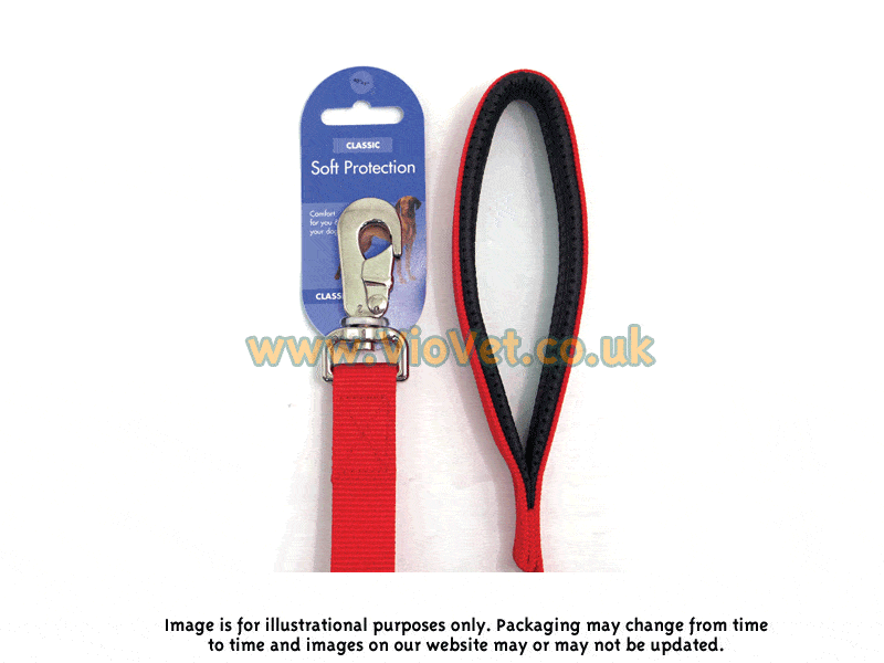 Classic Soft Protection Red Dog Lead - 25mm x 46cm