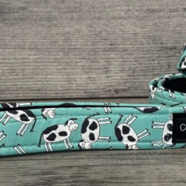 Cows On Turquoise Full Fabric Dog Lead