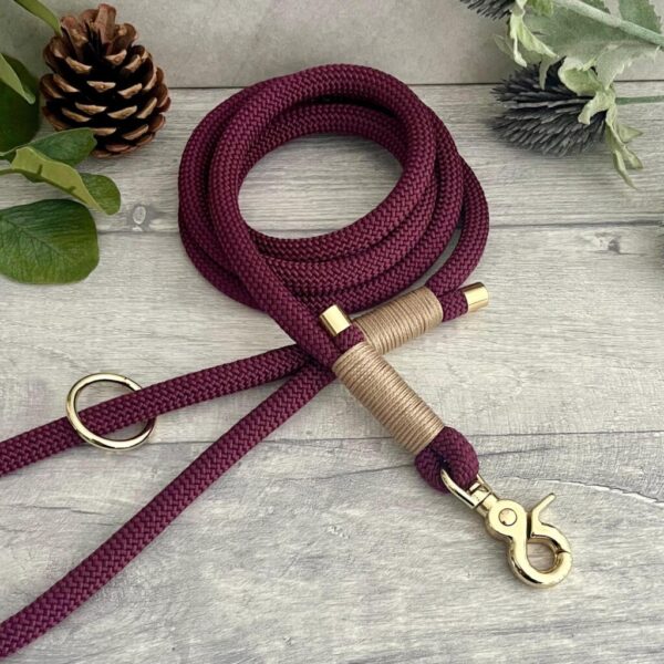 Custom Paracord Rope Dog Lead, Aubergine, Design Your Own, Lead