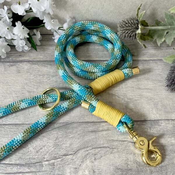 Custom Paracord Rope Dog Lead, Blue, Design Your Own, Bombay Blue