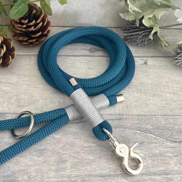 Custom Paracord Rope Dog Lead, Petrol Blue, Design Your Own, Slip Lead