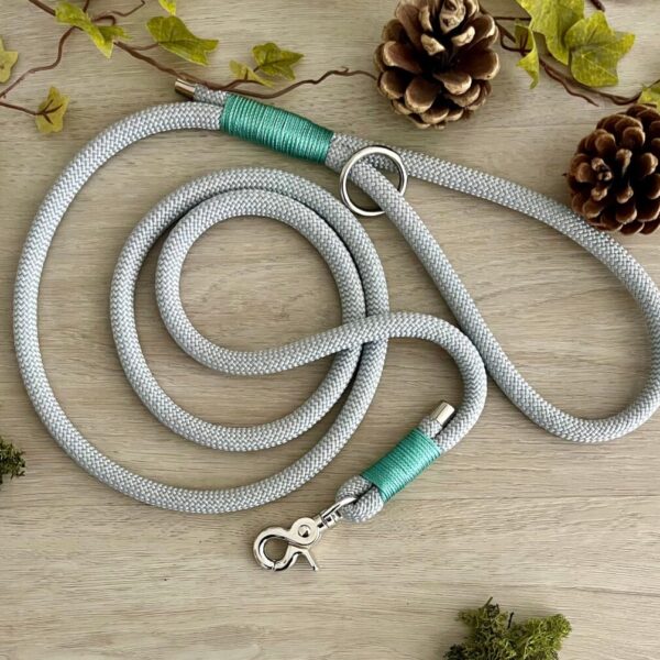 Custom Paracord Rope Dog Lead, Silver Grey, Design Your Own, Slip Lead