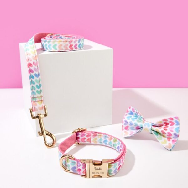 Cute Dog Collar & Leash Set, For Boy Dog, Wedding Collar, Puppy Lead Bow, UK Free Shipping