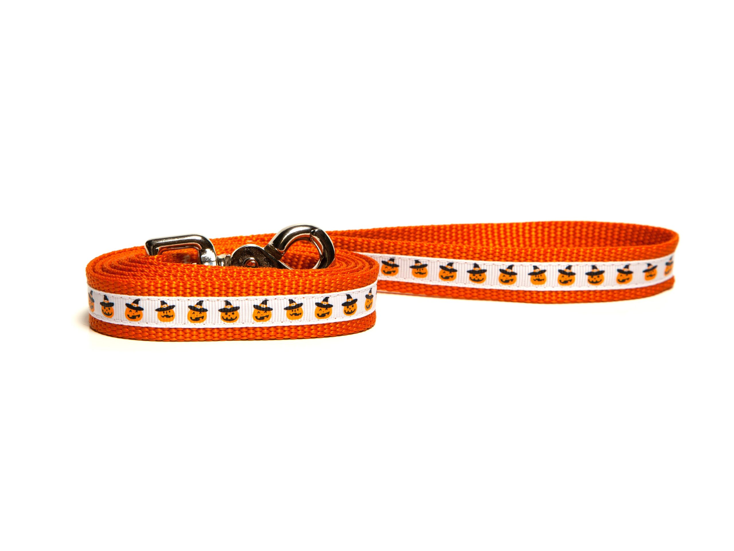 Halloween Dog Leash - Mini Pumpkin Head Orange Traffic Lead Puppy Training Lead Witch Hat