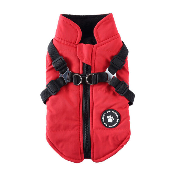 (L)Dog Coat Jacket with Harness for Small Medium Dogs Waterproof Dog Coat Jacket Warm Padded Puffer Dog Clothes Puppy Dog Coat