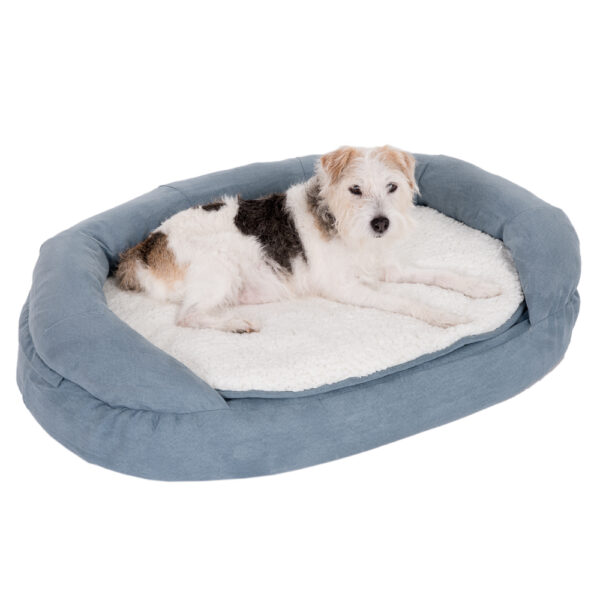 Oval Memory Foam Dog Bed, grey-blue - 100 x 65 x 22 cm (L x W x H)