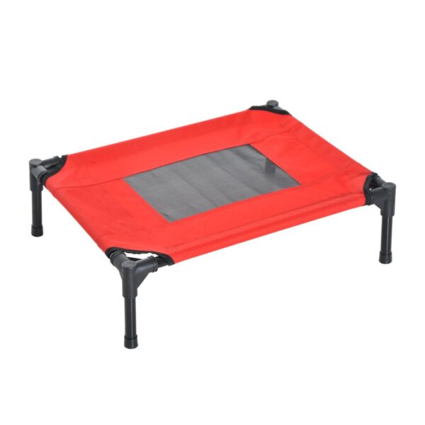 PawHut Elevated Pet Bed Portable Camping Raised Dog Bed w/ Metal Frame Black and Red (Small) | TJ Hughes