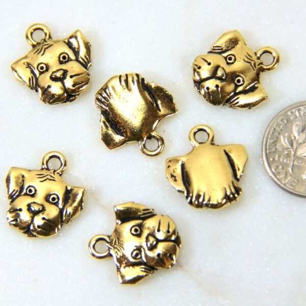 Tierracast Dog Charms, Animal Jewelry Findings, Gold Plated Lead Free Pewter, 4 Pieces